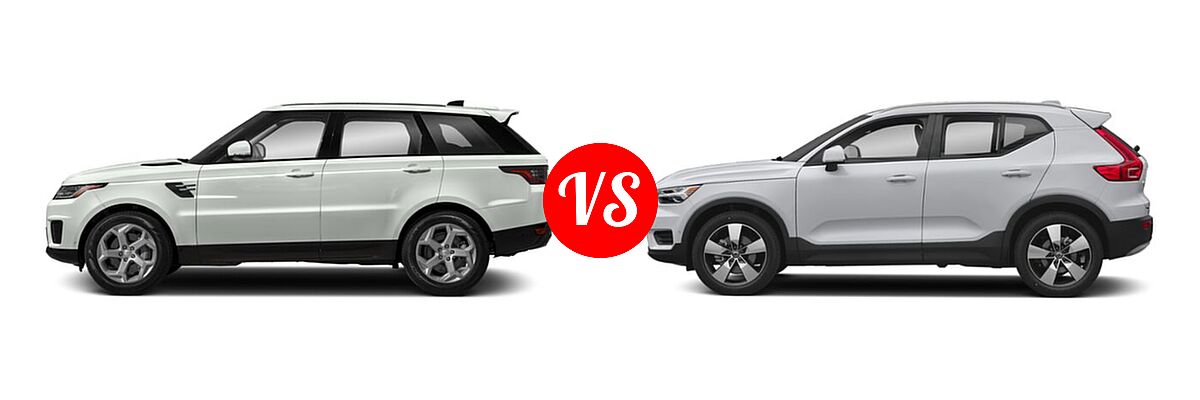 2021 Land Rover Range Rover Sport SUV Diesel HSE Silver Edition vs. 2019 Volvo XC40 SUV Momentum / R-Design - Side Comparison