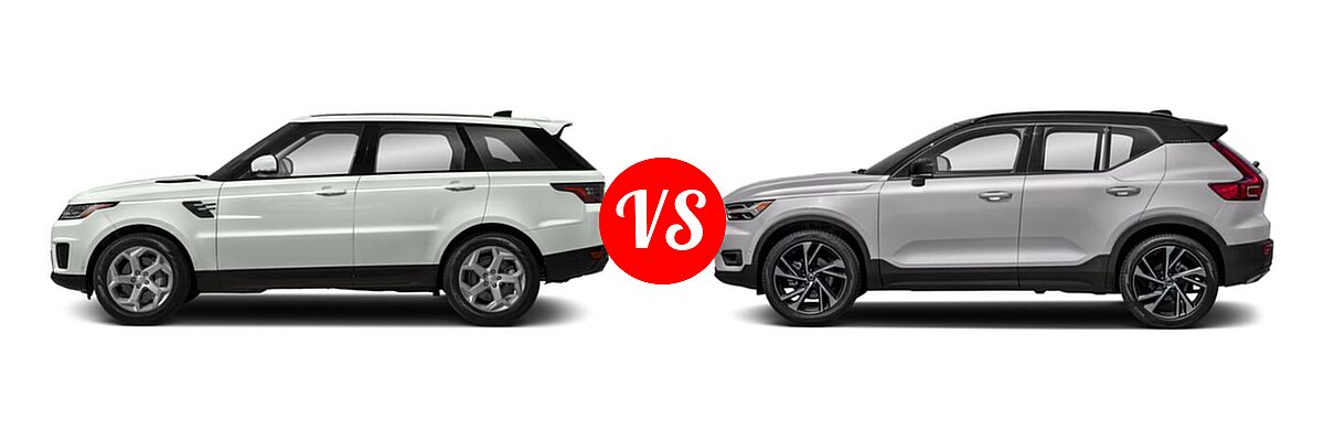 2021 Land Rover Range Rover Sport SUV Diesel HSE Silver Edition vs. 2019 Volvo XC40 SUV R-Design - Side Comparison