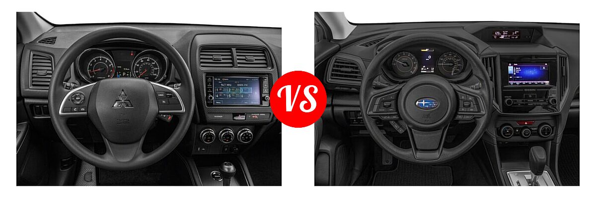 2021 Mitsubishi Outlander Sport SUV ES / LE vs. 2021 Subaru Crosstrek SUV CVT / Manual - Dashboard Comparison