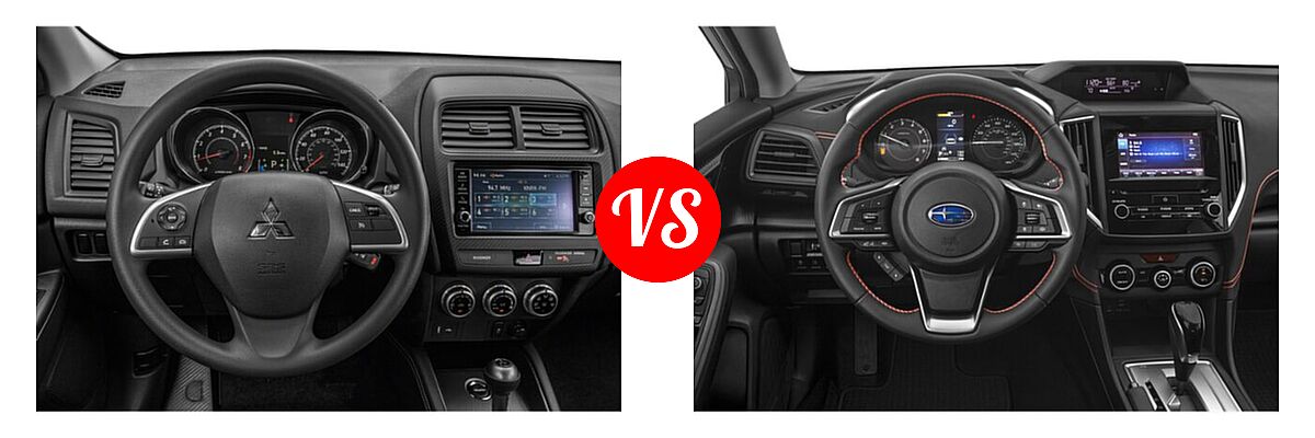 2021 Mitsubishi Outlander Sport SUV ES / LE vs. 2021 Subaru Crosstrek SUV Premium - Dashboard Comparison