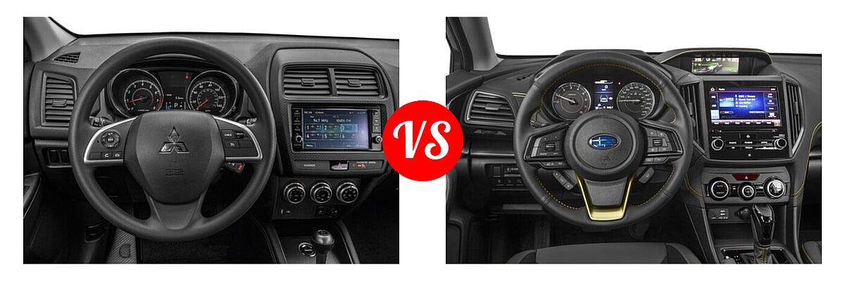 2021 Mitsubishi Outlander Sport SUV ES / LE vs. 2021 Subaru Crosstrek SUV Sport - Dashboard Comparison