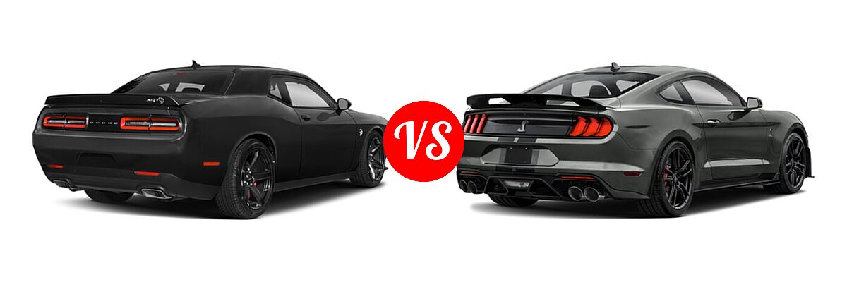2021 Dodge Challenger SRT Widebody Coupe SRT Hellcat Redeye Widebody / SRT Hellcat Widebody vs. 2021 Ford Shelby GT500 Coupe Shelby GT500 - Rear Right Comparison