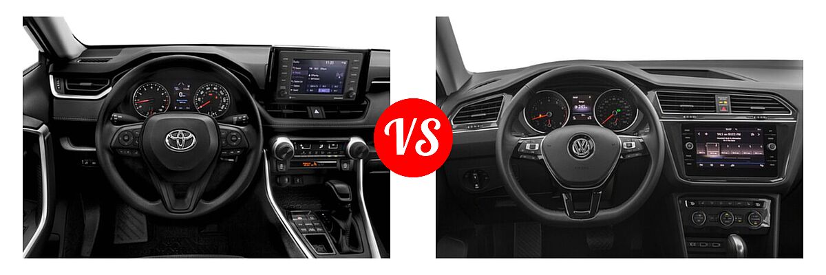 2021 Toyota RAV4 SUV LE vs. 2021 Volkswagen Tiguan SUV SE - Dashboard Comparison