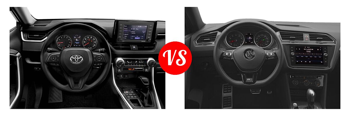 2021 Toyota RAV4 SUV LE vs. 2021 Volkswagen Tiguan SUV SE R-Line Black - Dashboard Comparison