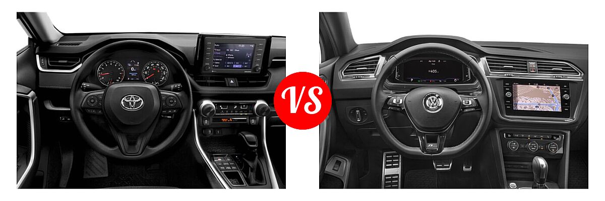 2021 Toyota RAV4 SUV LE vs. 2021 Volkswagen Tiguan SUV SEL Premium R-Line - Dashboard Comparison