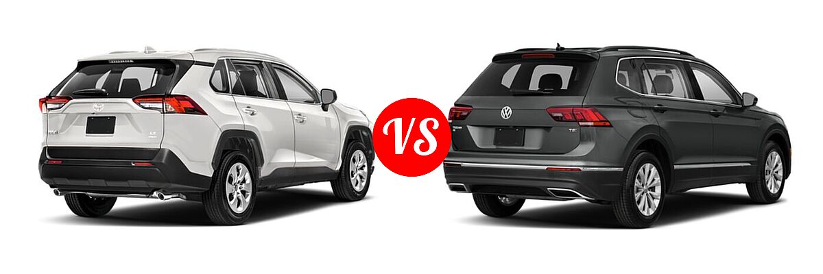 2021 Toyota RAV4 SUV LE vs. 2021 Volkswagen Tiguan SUV SE - Rear Right Comparison