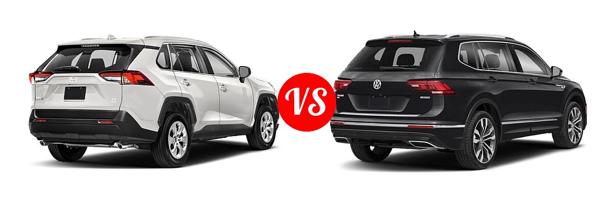 2021 Toyota RAV4 SUV LE vs. 2021 Volkswagen Tiguan SUV SEL Premium R-Line - Rear Right Comparison