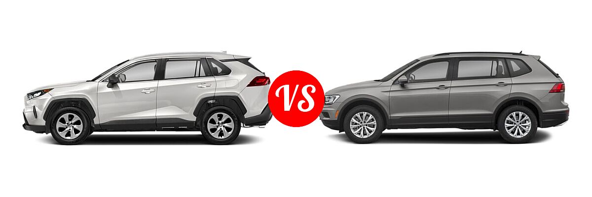 2021 Toyota RAV4 SUV LE vs. 2021 Volkswagen Tiguan SUV S - Side Comparison