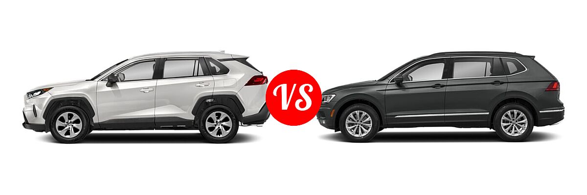 2021 Toyota RAV4 SUV LE vs. 2021 Volkswagen Tiguan SUV SE - Side Comparison