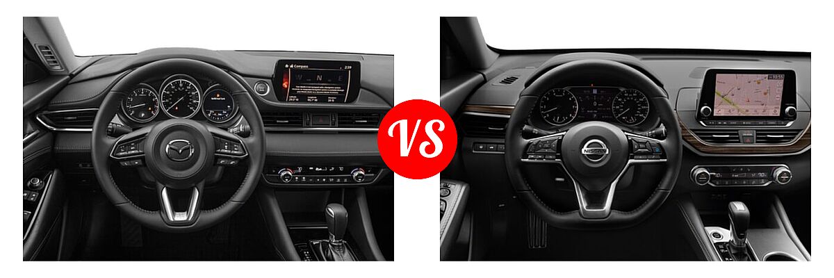 2021 Mazda 6 Sedan Touring vs. 2021 Nissan Altima Sedan 2.5 Platinum / 2.5 SL / 2.5 SV - Dashboard Comparison