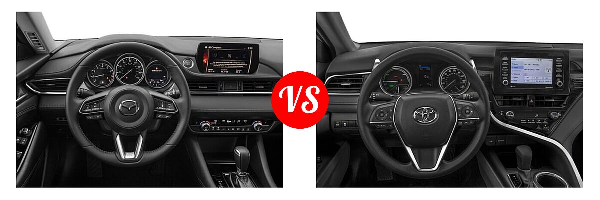 2021 Mazda 6 Sedan Touring vs. 2021 Toyota Camry Hybrid Sedan Hybrid Hybrid LE - Dashboard Comparison