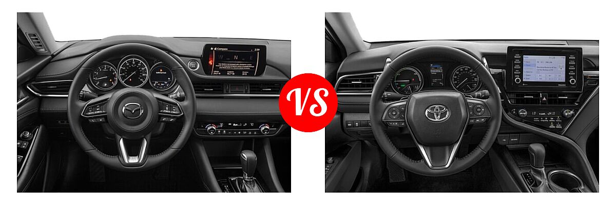 2021 Mazda 6 Sedan Touring vs. 2021 Toyota Camry Hybrid Sedan Hybrid Hybrid SE - Dashboard Comparison