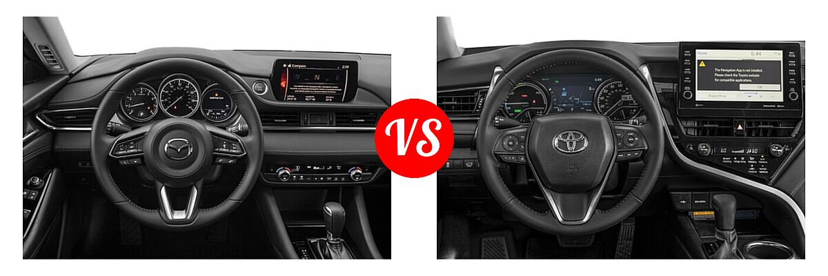 2021 Mazda 6 Sedan Touring vs. 2021 Toyota Camry Hybrid Sedan Hybrid Hybrid XSE - Dashboard Comparison