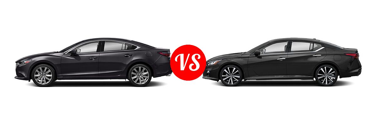 2021 Mazda 6 Sedan Touring vs. 2021 Nissan Altima Sedan 2.5 Platinum / 2.5 SL / 2.5 SV - Side Comparison