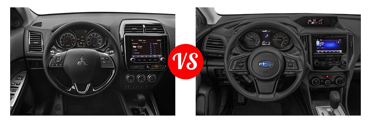 2021 Mitsubishi Outlander Sport SUV GT / SE vs. 2021 Subaru Crosstrek SUV CVT / Manual - Dashboard Comparison