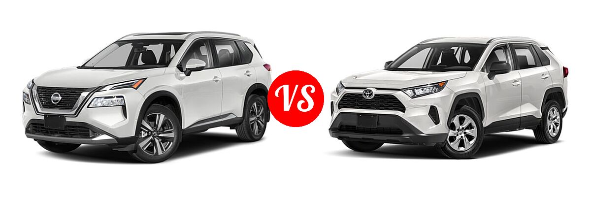 2021 Nissan Rogue SUV Platinum vs. 2021 Toyota RAV4 SUV LE - Front Left Comparison