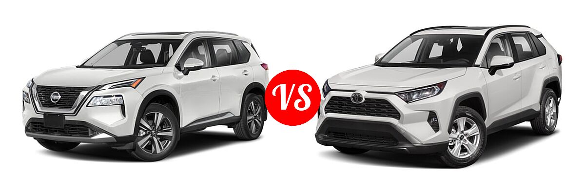 2021 Nissan Rogue SUV Platinum vs. 2021 Toyota RAV4 SUV XLE / XLE Premium - Front Left Comparison