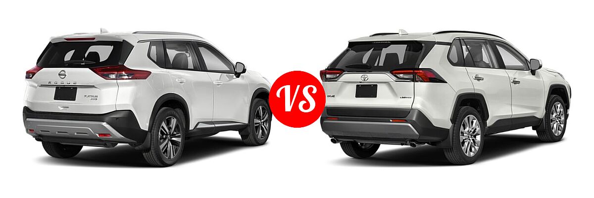 2021 Nissan Rogue SUV Platinum vs. 2021 Toyota RAV4 SUV Limited - Rear Right Comparison