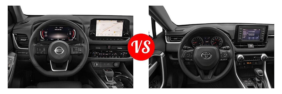 2021 Nissan Rogue SUV Platinum vs. 2021 Toyota RAV4 SUV XLE / XLE Premium - Dashboard Comparison