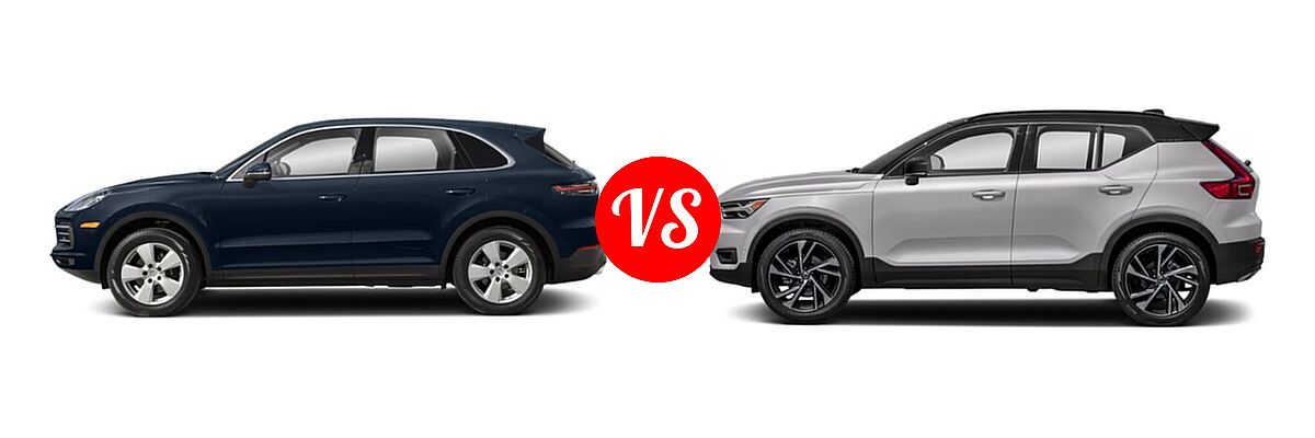 2021 Porsche Cayenne SUV AWD / GTS / S / Turbo vs. 2019 Volvo XC40 SUV R-Design - Side Comparison