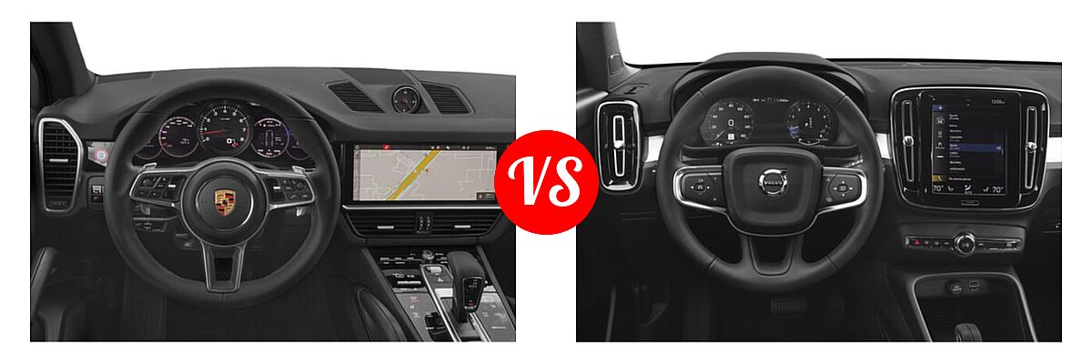 2021 Porsche Cayenne SUV AWD / GTS / S / Turbo vs. 2019 Volvo XC40 SUV Momentum / R-Design - Dashboard Comparison