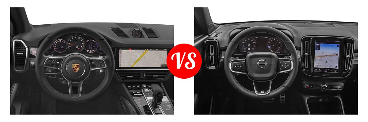 2021 Porsche Cayenne SUV AWD / GTS / S / Turbo vs. 2019 Volvo XC40 SUV R-Design - Dashboard Comparison