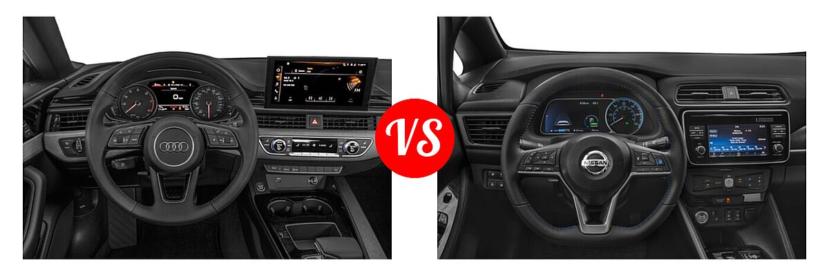 2021 Audi A5 Hatchback Premium / Premium Plus / Prestige / S line Premium Plus / S line Prestige vs. 2021 Nissan Leaf Hatchback Electric S / S PLUS / SL PLUS / SV / SV PLUS - Dashboard Comparison