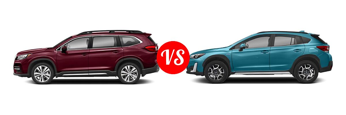 2021 Subaru Ascent SUV Limited vs. 2021 Subaru Crosstrek SUV Hybrid CVT - Side Comparison