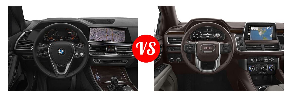 2021 BMW X5 SUV sDrive40i / xDrive40i vs. 2021 GMC Yukon SUV AT4 / Denali / SLE - Dashboard Comparison