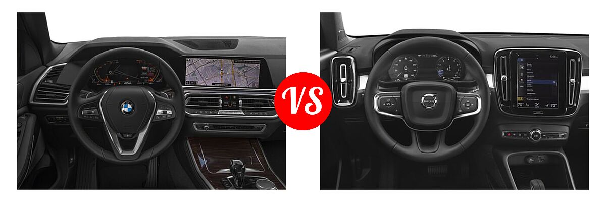 2021 BMW X5 SUV sDrive40i / xDrive40i vs. 2019 Volvo XC40 SUV Momentum / R-Design - Dashboard Comparison
