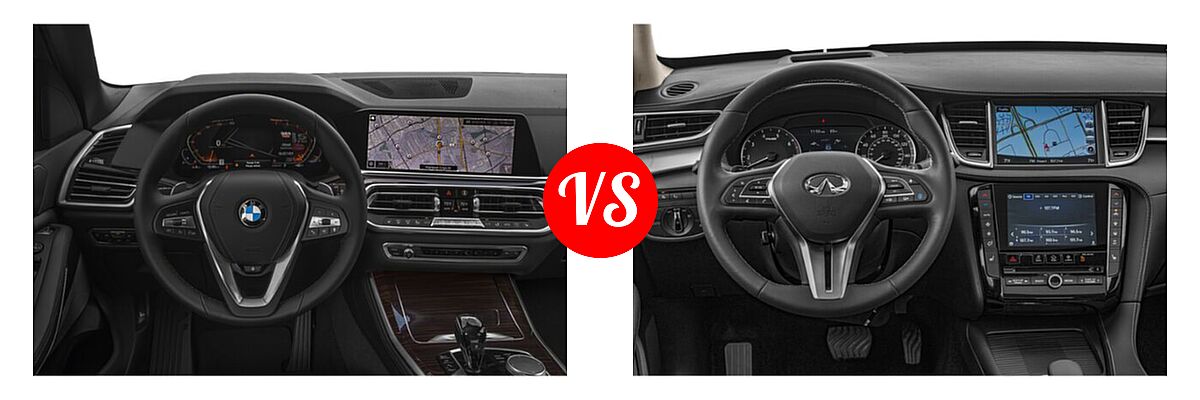 2021 BMW X5 SUV sDrive40i / xDrive40i vs. 2019 Infiniti QX50 SUV ESSENTIAL / LUXE / PURE - Dashboard Comparison