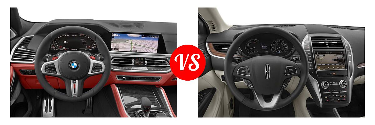 2021 BMW X6 M SUV Sports Activity Coupe vs. 2019 Lincoln MKC SUV Black Label / FWD / Reserve / Select / Standard - Dashboard Comparison