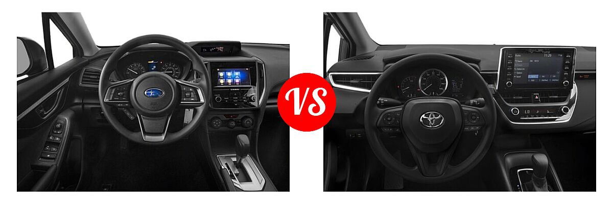 2021 Subaru Impreza Sedan 4-door CVT / 4-door Manual / Limited / Premium vs. 2021 Toyota Corolla Sedan L / LE - Dashboard Comparison