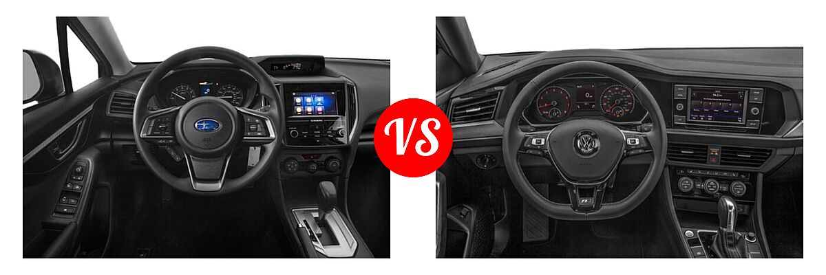 2021 Subaru Impreza Sedan 4-door CVT / 4-door Manual / Limited / Premium vs. 2021 Volkswagen Jetta Sedan R-Line - Dashboard Comparison