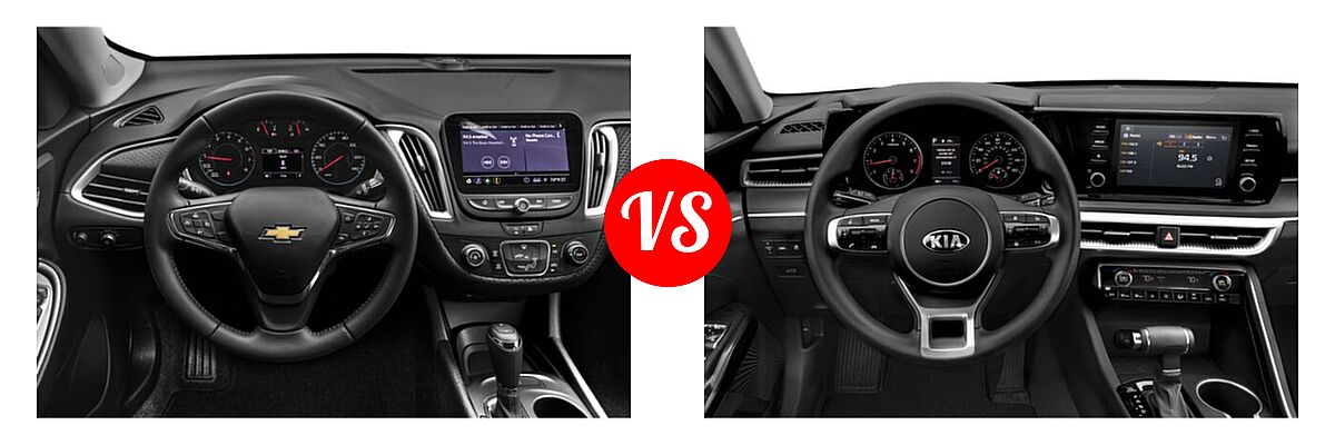 2021 Chevrolet Malibu Sedan RS vs. 2021 Kia K5 Sedan GT / LX / LXS - Dashboard Comparison