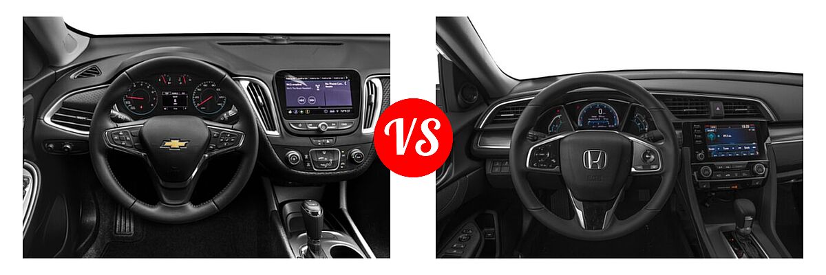 2021 Chevrolet Malibu Sedan RS vs. 2021 Honda Civic Sedan EX - Dashboard Comparison