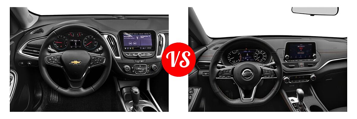 2021 Chevrolet Malibu Sedan RS vs. 2021 Nissan Altima Sedan 2.0 SR / 2.5 SR - Dashboard Comparison