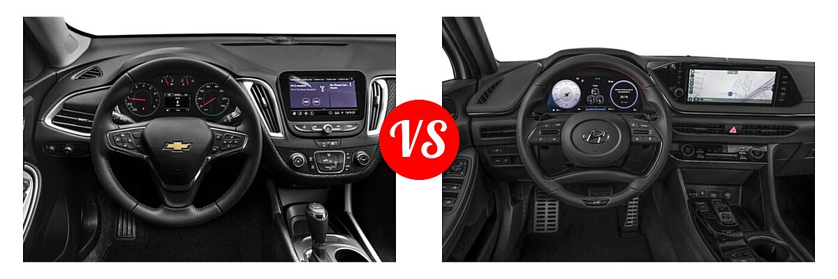 2021 Chevrolet Malibu Sedan RS vs. 2021 Hyundai Sonata Sedan N Line - Dashboard Comparison