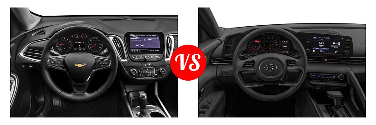 2021 Chevrolet Malibu Sedan RS vs. 2021 Hyundai Elantra Sedan SEL - Dashboard Comparison