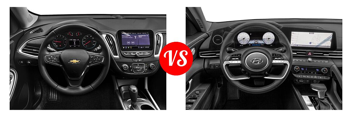2021 Chevrolet Malibu Sedan RS vs. 2021 Hyundai Elantra Sedan Limited / N Line / SE - Dashboard Comparison