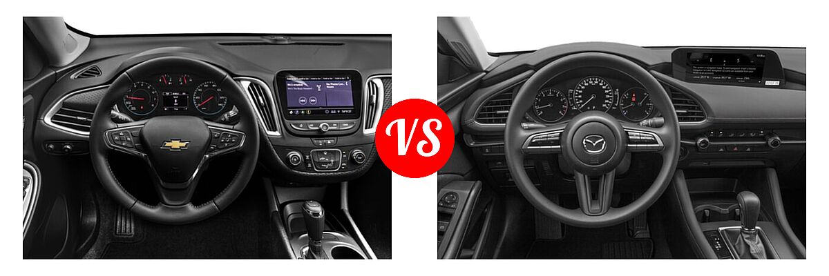 2021 Chevrolet Malibu Sedan RS vs. 2021 Mazda 2 Sedan 2.5 S - Dashboard Comparison