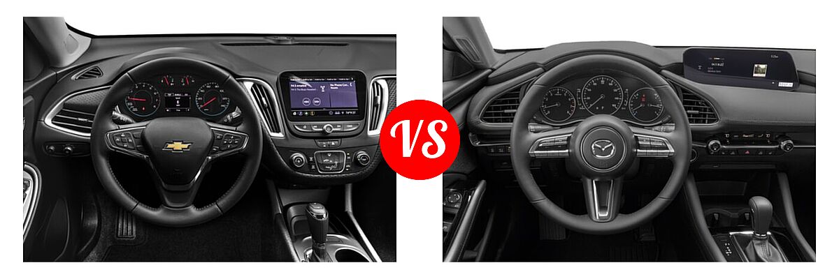 2021 Chevrolet Malibu Sedan RS vs. 2021 Mazda 2 Sedan 2.5 Turbo Premium Plus - Dashboard Comparison