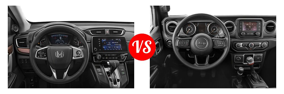 2021 Honda CR-V SUV EX-L vs. 2021 Jeep Wrangler SUV 80th Anniversary / Freedom / Islander / Sport / Sport S / Willys / Willys Sport - Dashboard Comparison