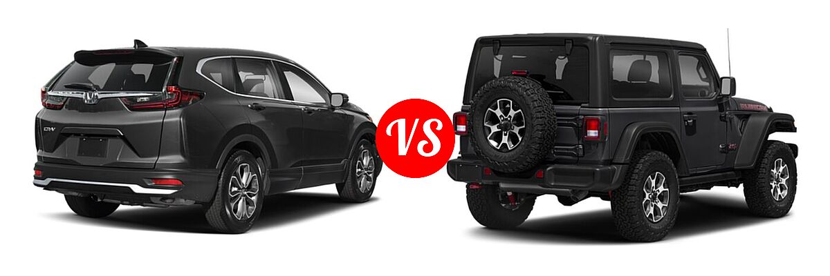 2021 Honda CR-V SUV EX-L vs. 2021 Jeep Wrangler SUV Rubicon - Rear Right Comparison