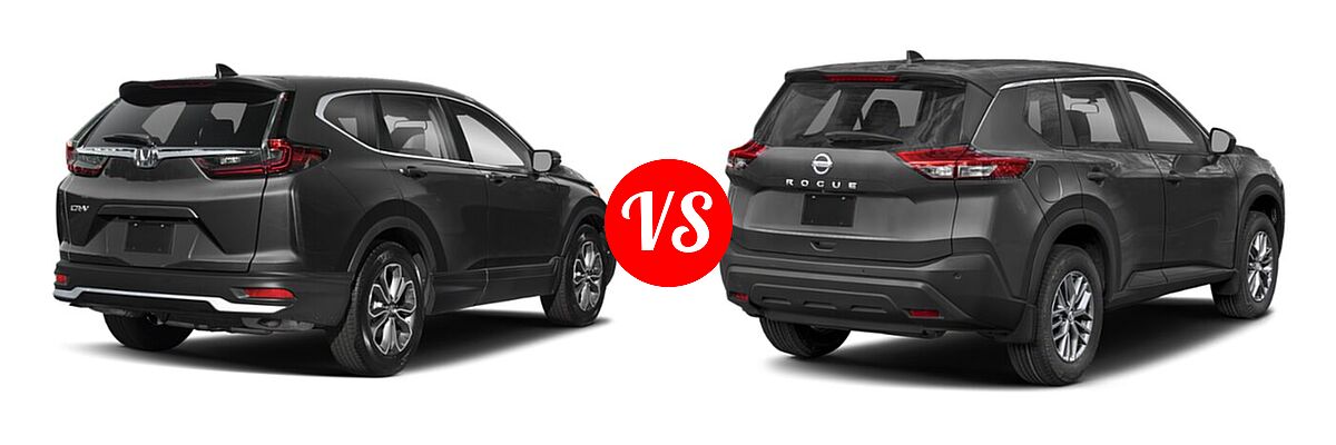 2021 Honda CR-V SUV EX-L vs. 2021 Nissan Rogue SUV S / SL / SV - Rear Right Comparison