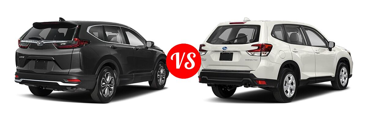 2021 Honda CR-V SUV EX-L vs. 2021 Subaru Forester SUV CVT / Premium - Rear Right Comparison