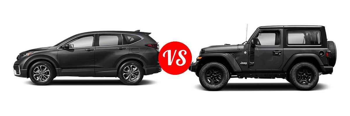 2021 Honda CR-V SUV EX-L vs. 2021 Jeep Wrangler SUV 80th Anniversary / Freedom / Islander / Sport / Sport S / Willys / Willys Sport - Side Comparison