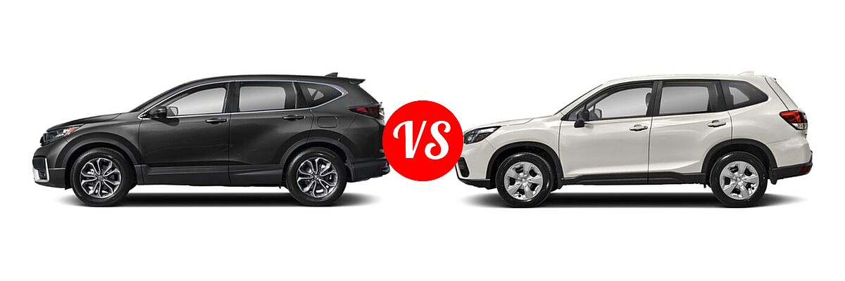 2021 Honda CR-V SUV EX-L vs. 2021 Subaru Forester SUV CVT / Premium - Side Comparison