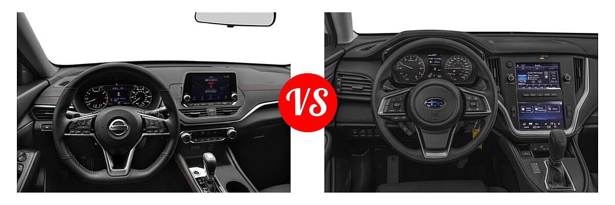 2021 Nissan Altima Sedan 2.0 SR / 2.5 SR vs. 2021 Subaru Legacy Sedan CVT / Limited XT / Touring XT - Dashboard Comparison