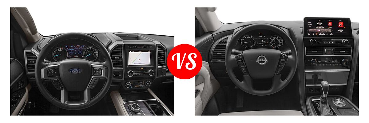 2021 Ford Expedition SUV Platinum vs. 2021 Nissan Armada SUV Platinum / S / SV - Dashboard Comparison
